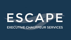 The Escape logo with a navy/dark blue background